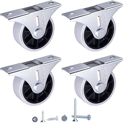 SKIR'CO (4 peças) Rodas de borracha de 40 mm, rodas de móveis, rodas fixas, não giratórias, parafusos incluídos SKIR'CO (4 peças) Rodas de borracha de 40 mm, rodas de móveis, rodas fixas, não giratórias, parafusos incluídos
