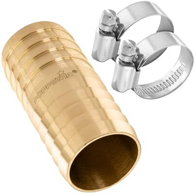 POPPSTAR Conector de mangueira de latão de 1 polegada com 2 abraçadeiras de aço inoxidável para mangueira de jardim de 25 mm POPPSTAR Conector de mangueira de latão de 1 polegada com 2 abraçadeiras de aço inoxidável para mangueira de jardim de 25 mm