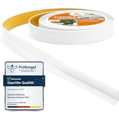 Garmin Rodapés flexível auto-adesivo, rodapé dobrável para cozinha, casa de banho, fita de vedação, perfil PVC, estanque, decorativo, 10 mm x 10 mm, (branco, 5 m) Garmin Rodapés flexível auto-adesivo, rodapé dobrável para cozinha, casa de banho, fita de vedação, perfil PVC, estanque, decorativo, 10 mm x 10 mm, (branco, 5 m)