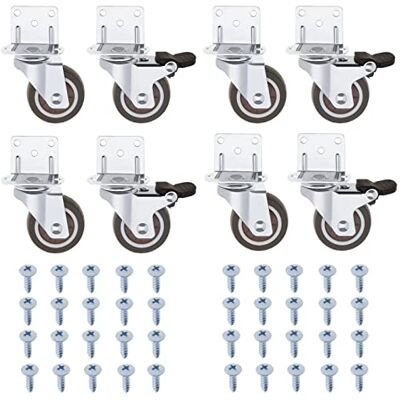 YINETTECH 8 rodas giratórias de 1 polegada, 4 rodas giratórias com travão, 4 peças sem travão para móveis, suportes de flores, berços, capacidade de carga de mesa, 22 libras por roda YINETTECH 8 rodas giratórias de 1 polegada, 4 rodas giratórias com travão, 4 peças sem travão para móveis, suportes de flores, berços, capacidade de carga de mesa, 22 libras por roda