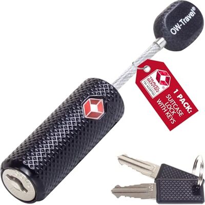 OW-Travel Cadeado de cabo com chave TSA, cabo de aço plastificado. Cadeado para cacifo. Cadeados para mochilas e malas. Cadeado cacifo ginásio. TSA Cadeado segurança cabo com chaves OW-Travel Cadeado de cabo com chave TSA, cabo de aço plastificado. Cadeado para cacifo. Cadeados para mochilas e malas. Cadeado cacifo ginásio. TSA Cadeado segurança cabo com chaves