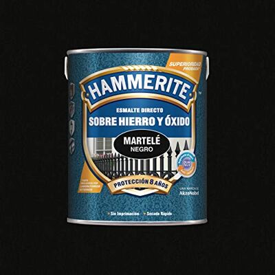Hammerite Esmalte direto sobre ferro e ferrugem, martelé, preto, 5 L (embalagem de 1) Hammerite Esmalte direto sobre ferro e ferrugem, martelé, preto, 5 L (embalagem de 1)