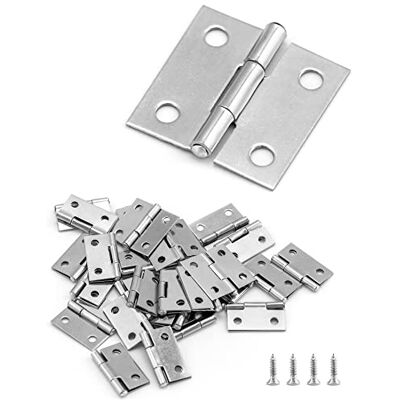 QWORK 40 peças mini dobradiça 25 mm, pequenas dobradiças, visagras, aço inoxidável, com 160 parafusos, para reparação de portas, janelas QWORK 40 peças mini dobradiça 25 mm, pequenas dobradiças, visagras, aço inoxidável, com 160 parafusos, para reparação de portas, janelas