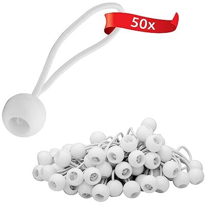 ECENCE 50 peças tensores de borracha com bolas borrachas elásticas de plástico para lonas, tendas, pavilhões e lojas fixação segura com grande força tensora branco ECENCE 50 peças tensores de borracha com bolas borrachas elásticas de plástico para lonas, tendas, pavilhões e lojas fixação segura com grande força tensora branco