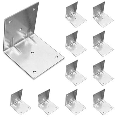 OMIdeas 10 x conectores em ângulo (70 x 70 x 70 x 2) Suportes de ângulo reforçados de canto folha de aço galvanizado OMIdeas 10 x conectores em ângulo (70 x 70 x 70 x 2) Suportes de ângulo reforçados de canto folha de aço galvanizado