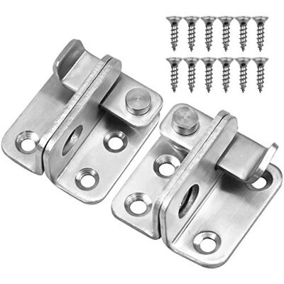 WEONE 4 peças (2 pares) Fechadura porta fechadura para abertura esquerda e direita, fecho de porta dobrável de segurança em aço inoxidável com ferrolho cadeado para móveis de armário quarto janelas WEONE 4 peças (2 pares) Fechadura porta fechadura para abertura esquerda e direita, fecho de porta dobrável de segurança em aço inoxidável com ferrolho cadeado para móveis de armário quarto janelas
