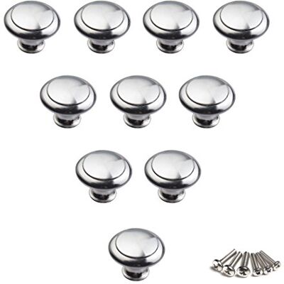 SeeRaphee Botões redondas de aço inoxidável para gavetas de armário, puxadores de porta, 27 mm, 10 unidades SeeRaphee Botões redondas de aço inoxidável para gavetas de armário, puxadores de porta, 27 mm, 10 unidades
