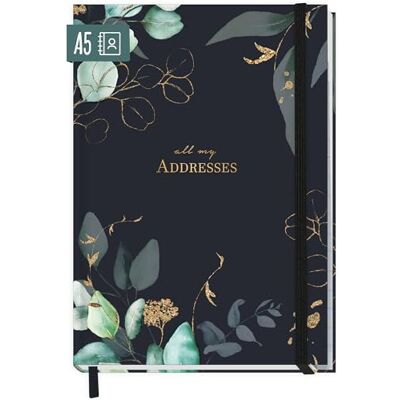 Häfft paper&you® Agenda A5 para notas e senhas "Flores à luz da lua" Para os seus contactos e aniversários: 160 páginas de papel de alta qualidade de 120 g/m², índice A-Z, lista de senhas Häfft paper&you® Agenda A5 para notas e senhas "Flores à luz da lua" Para os seus contactos e aniversários: 160 páginas de papel de alta qualidade de 120 g/m², índice A-Z, lista de senhas