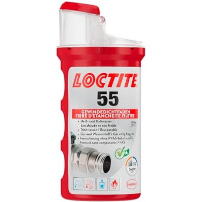 Loctite 55, fio de vedação de rosca para vedação rápida, junta de rosca para rosca de tubo e peças de conexão, para rosca de metal e plástico, 1 x 160 m Loctite 55, fio de vedação de rosca para vedação rápida, junta de rosca para rosca de tubo e peças de conexão, para rosca de metal e plástico, 1 x 160 m