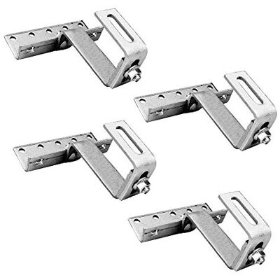 Offgridtec 4 ganchos de teto inoxidável, montagem solar ajustável em 3 direções, aço VA 5 mm, ajuste de altura 45-60 mm, para telhas de azulejos e perfis de alumínio 4 x 4 Offgridtec 4 ganchos de teto inoxidável, montagem solar ajustável em 3 direções, aço VA 5 mm, ajuste de altura 45-60 mm, para telhas de azulejos e perfis de alumínio 4 x 4
