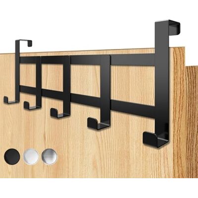Menz Cabide de porta de aço inoxidável, cabide de porta preto para pendurar como economia de espaço, cabide universal para entrada para pendurar, gancho para porta estável para pendurar Menz Cabide de porta de aço inoxidável, cabide de porta preto para pendurar como economia de espaço, cabide universal para entrada para pendurar, gancho para porta estável para pendurar