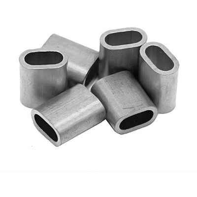 Constrabo ® 10 x virolas de alumínio, 8 mm, férulas ovais conforme a DIN EN 13411-3 (DIN 3093), manguitas de pressão, buchas de alumínio para cabos de aço, abraçadeiras e conectores de cabo Constrabo ® 10 x virolas de alumínio, 8 mm, férulas ovais conforme a DIN EN 13411-3 (DIN 3093), manguitas de pressão, buchas de alumínio para cabos de aço, abraçadeiras e conectores de cabo
