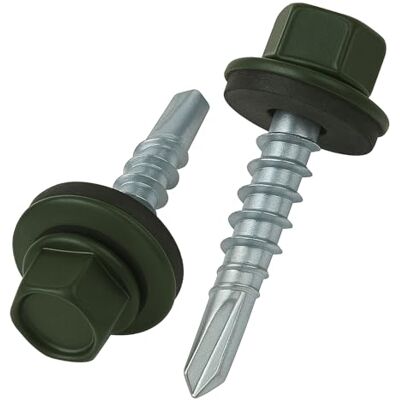 Keple 4,8 mm x 25 mm. Parafusos para tetos, cabeça hexagonal, autoperfuração, cor (RAL 6020 verde crómio) Parafusos com arruela de vedação, parafuso endurecido banhado a zinco à prova de ferrugem (50 peças) Keple 4,8 mm x 25 mm. Parafusos para tetos, cabeça hexagonal, autoperfuração, cor (RAL 6020 verde crómio) Parafusos com arruela de vedação, parafuso endurecido banhado a zinco à prova de ferrugem (50 peças)