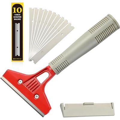 Ehdis Raspador com 10 Peças de Lâminas, Cabo Longo, Raspador e Raspador de Vidro Profissional para Janela de Vidro, Para-brisas, Granito, Ferramenta Manual de Limpeza de Paredes, Vermelho Ehdis Raspador com 10 Peças de Lâminas, Cabo Longo, Raspador e Raspador de Vidro Profissional para Janela de Vidro, Para-brisas, Granito, Ferramenta Manual de Limpeza de Paredes, Vermelho