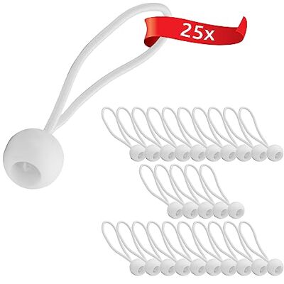 ECENCE 25 peças tensores de borracha com bolas borrachas elásticas de plástico para lonas, tendas, pavilhões e tendas fixação segura com grande força tensora branco ECENCE 25 peças tensores de borracha com bolas borrachas elásticas de plástico para lonas, tendas, pavilhões e tendas fixação segura com grande força tensora branco