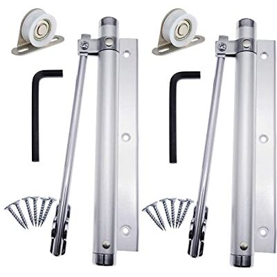 YUOIP Fechos de portas, mola automática fecho de portas, corpo em liga de alumínio, molas ajustáveis com fecho de portas, suportes de rolamentos, fácil de instalar, força de mola 45 kg (2 peças) YUOIP Fechos de portas, mola automática fecho de portas, corpo em liga de alumínio, molas ajustáveis com fecho de portas, suportes de rolamentos, fácil de instalar, força de mola 45 kg (2 peças)
