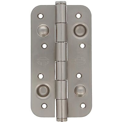 Amig Pacote de 6 dobradiças de segurança para portas, cantos redondos abertura e fecho silenciosos, segura portas de entrada com firmeza, aço, prateado, 150 x 82 x 3 mm Amig Pacote de 6 dobradiças de segurança para portas, cantos redondos abertura e fecho silenciosos, segura portas de entrada com firmeza, aço, prateado, 150 x 82 x 3 mm