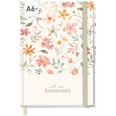 Häfft paper&you® Agenda A6 para notas e senhas "Wild Blossoms" Para contactos e aniversários: 160 páginas de papel premium de 120 g/m², índice de A a Z, lista de senhas Häfft paper&you® Agenda A6 para notas e senhas "Wild Blossoms" Para contactos e aniversários: 160 páginas de papel premium de 120 g/m², índice de A a Z, lista de senhas