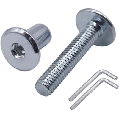 Marcopol Lote de 10 parafusos de união de aço banhado em zinco M6 x 35 mm com porcas, parafuso de ligação para móveis, parafusos hexagonais Allen (10, M6 x 35 mm (com porcas) Marcopol Lote de 10 parafusos de união de aço banhado em zinco M6 x 35 mm com porcas, parafuso de ligação para móveis, parafusos hexagonais Allen (10, M6 x 35 mm (com porcas)
