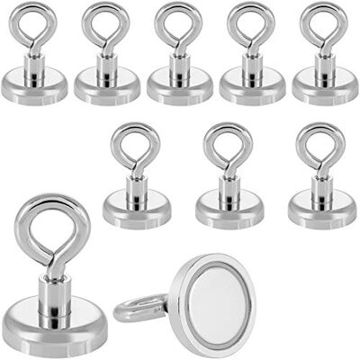 POPPSTAR 10 Ímanes de ilhó de neodímio (força adesiva 36 kg, diâmetro 32 mm), extra forte, prata POPPSTAR 10 Ímanes de ilhó de neodímio (força adesiva 36 kg, diâmetro 32 mm), extra forte, prata