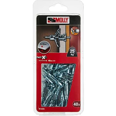 Molly Punhos auto foreuses com parafuso M4 diâmetro 4 x 35 mm, cinzento, conjunto de 40 peças Molly Punhos auto foreuses com parafuso M4 diâmetro 4 x 35 mm, cinzento, conjunto de 40 peças