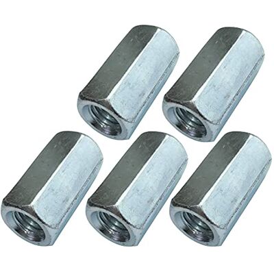 AERZETIX Conjunto de 5 porcas de acoplamento hexagonais longas M14 x 42 mm porca de extensão prolongadora em aço carbono com rosca métrica C49602 AERZETIX Conjunto de 5 porcas de acoplamento hexagonais longas M14 x 42 mm porca de extensão prolongadora em aço carbono com rosca métrica C49602