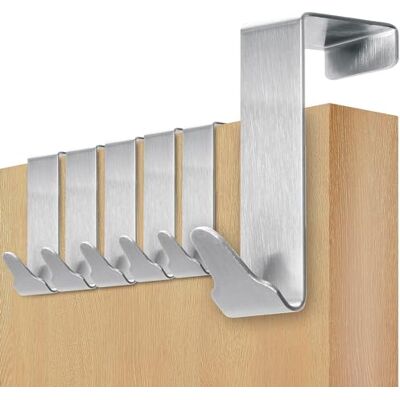 Menz Gancho premium para portas em aço inoxidável, conjunto de 6 com almofadas antiderrapantes e ganchos de feltro para porta XXL de aço inoxidável, conjunto de 6 unidades Menz Gancho premium para portas em aço inoxidável, conjunto de 6 com almofadas antiderrapantes e ganchos de feltro para porta XXL de aço inoxidável, conjunto de 6 unidades
