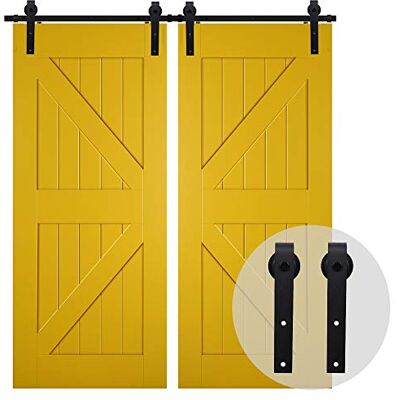 CCJH 200 cm / 6,6 FT hardware para porta de correr kit de celeiro acessório de armário com rolo de calha para porta dupla CCJH 200 cm / 6,6 FT hardware para porta de correr kit de celeiro acessório de armário com rolo de calha para porta dupla