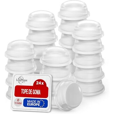 LouMaxx Selo de borracha transparente (24 unidades, 11 mm, diâmetro de 11 mm, pernas adesivas extra fortes, selo transparente premium, antiderrapante, ruído, vibração LouMaxx Selo de borracha transparente (24 unidades, 11 mm, diâmetro de 11 mm, pernas adesivas extra fortes, selo transparente premium, antiderrapante, ruído, vibração