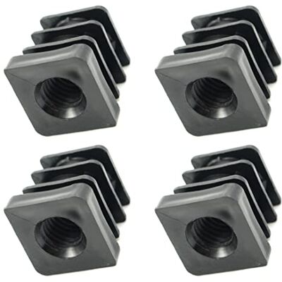 Design61 4 tampões roscados para tubos quadrados com rosca de plástico injetada, 20 x 20 mm, 1-1,5 mm, com rosca interior M10 Design61 4 tampões roscados para tubos quadrados com rosca de plástico injetada, 20 x 20 mm, 1-1,5 mm, com rosca interior M10