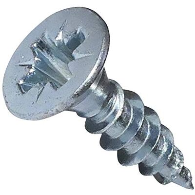 AERZETIX Conjunto de 100 Parafuso para madeira Ø 4 x 16 mm, aço galvanizado, metal cabeça fresada, impressão Cruciforme Pozidriv cor prata C44804 AERZETIX Conjunto de 100 Parafuso para madeira Ø 4 x 16 mm, aço galvanizado, metal cabeça fresada, impressão Cruciforme Pozidriv cor prata C44804