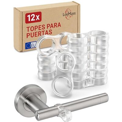 LouMaxx Topes de portas para maçaneta Conjunto de 12 tops transparentes, duplos- Suporte de portas, tampa de janela para pega instalação rápida e fácil, proteção das paredes e dos móveis LouMaxx Topes de portas para maçaneta Conjunto de 12 tops transparentes, duplos- Suporte de portas, tampa de janela para pega instalação rápida e fácil, proteção das paredes e dos móveis