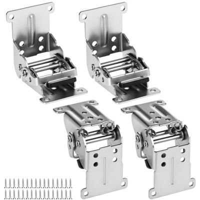 QWORK ® 4 Peças Dobradiças Dobráveis, Dobradiça de 90 Graus para Pernas de Móveis, Dobradiças para Mesas Dobráveis com 40 Parafusos Prata QWORK ® 4 Peças Dobradiças Dobráveis, Dobradiça de 90 Graus para Pernas de Móveis, Dobradiças para Mesas Dobráveis com 40 Parafusos Prata