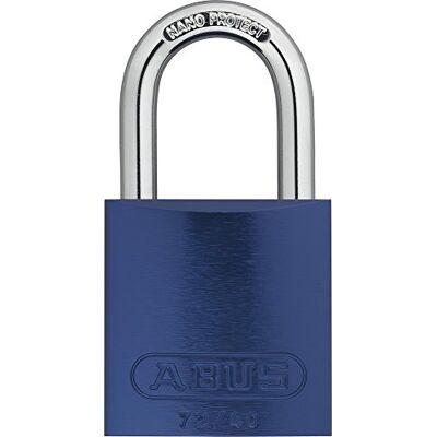 ABUS 72/40_azul Cadeado alumínio arco de aço temperado 40 mm azul Corpo de alumínio colorido, anticorrosão, bloqueio duplo de 40 mm, inclui 2 chaves ABUS 72/40_azul Cadeado alumínio arco de aço temperado 40 mm azul Corpo de alumínio colorido, anticorrosão, bloqueio duplo de 40 mm, inclui 2 chaves