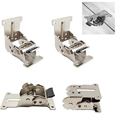 LIKERAINY 0-90-180 graus dobradiças dobráveis de consola dobrável tampa mesa suporte invisível para painel de extensão de mesa móveis armário prateleiras ferro galvanizado prata embalagem de 4 LIKERAINY 0-90-180 graus dobradiças dobráveis de consola dobrável tampa mesa suporte invisível para painel de extensão de mesa móveis armário prateleiras ferro galvanizado prata embalagem de 4