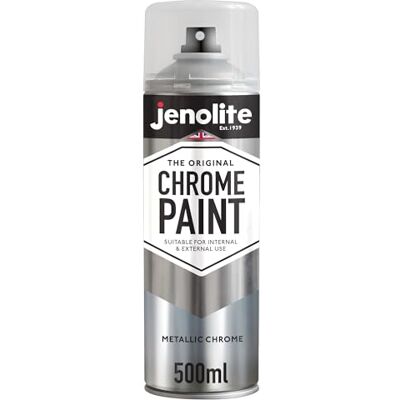 JENOLITE Tinta em spray cromado 500 ml Cromado Acabamento cromado liso Adequado para uso interior e exterior JENOLITE Tinta em spray cromado 500 ml Cromado Acabamento cromado liso Adequado para uso interior e exterior
