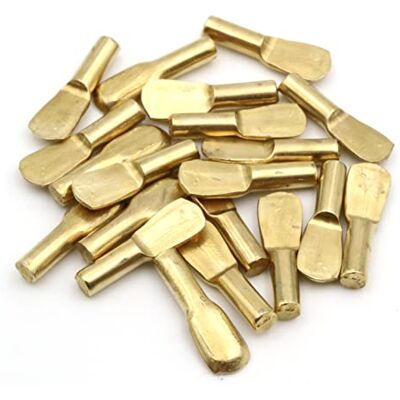 Design61 Suportes para prateleira de 3 mm para prateleiras de aço banhado em latão, forma de colher, 20 unidades Design61 Suportes para prateleira de 3 mm para prateleiras de aço banhado em latão, forma de colher, 20 unidades