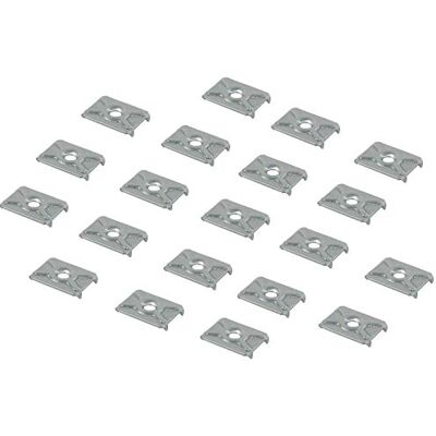 Gedotec Conector de móveis para armário e clipe para fixar: H3501 Braçadeira de parede traseira de aço galvanizado, conector de armário para paredes traseiras para móveis, 100 unidades Gedotec Conector de móveis para armário e clipe para fixar: H3501 Braçadeira de parede traseira de aço galvanizado, conector de armário para paredes traseiras para móveis, 100 unidades