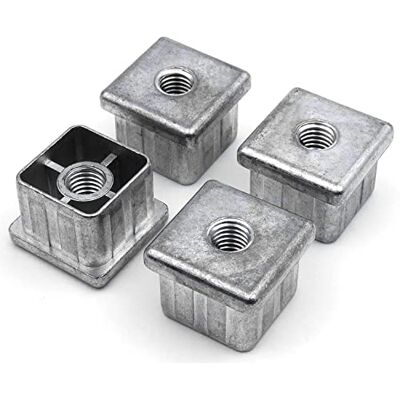 Design61 4 tampões de rosca para tubos quadrados de zinco fundido a pressão, 25 x 25 mm x 1,5 mm com rosca interna M10 Design61 4 tampões de rosca para tubos quadrados de zinco fundido a pressão, 25 x 25 mm x 1,5 mm com rosca interna M10