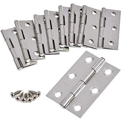 FOROREH Dobradiças de aço inoxidável 44 x 32 mm, 20 peças, conectores silenciosos com 6 orifícios, dobradiça dobrável para porta com rolamento 120 parafusos FOROREH Dobradiças de aço inoxidável 44 x 32 mm, 20 peças, conectores silenciosos com 6 orifícios, dobradiça dobrável para porta com rolamento 120 parafusos