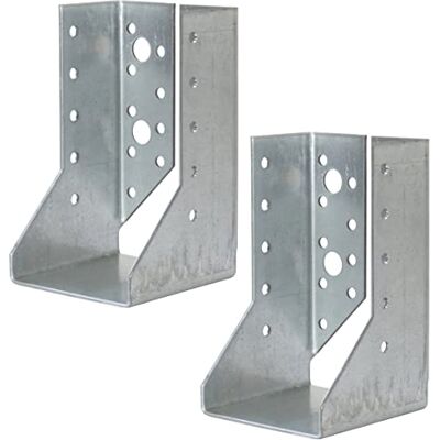 AERZETIX Conjunto de 2 sapatos de feixe com asas interiores, 70 x 125 x 75 x 2 mm, sapato de viga com 32 orifícios, em aço galvanizado Z275 AERZETIX Conjunto de 2 sapatos de feixe com asas interiores, 70 x 125 x 75 x 2 mm, sapato de viga com 32 orifícios, em aço galvanizado Z275