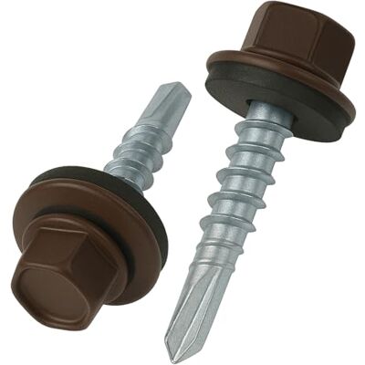 Keple 4,8 mm x 35 mm Parafusos para telhados, cabeça hexagonal, autoperfurantes, cor (RAL 8017 Chocolate) Parafusos com arruela de vedação, Parafuso endurecido galvanizado à prova de oxidação (50 peças) Keple 4,8 mm x 35 mm Parafusos para telhados, cabeça hexagonal, autoperfurantes, cor (RAL 8017 Chocolate) Parafusos com arruela de vedação, Parafuso endurecido galvanizado à prova de oxidação (50 peças)