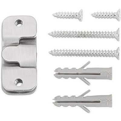 Sotech Conjunto de 10 ferragens de suspensão 19 x 44 x 5 mm aço inoxidável para quadros placas de cobertura gancho de imagem suporte de espelho suporte de moldura com material de fixação Sotech Conjunto de 10 ferragens de suspensão 19 x 44 x 5 mm aço inoxidável para quadros placas de cobertura gancho de imagem suporte de espelho suporte de moldura com material de fixação