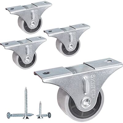 SKIR'CO Embalagem de 4 rodas pequenas de 30 mm para móveis, rodas de borracha cinza, rodas fixas, não giratórias, direção unidirecional, parafusos incluídos (4) SKIR'CO Embalagem de 4 rodas pequenas de 30 mm para móveis, rodas de borracha cinza, rodas fixas, não giratórias, direção unidirecional, parafusos incluídos (4)