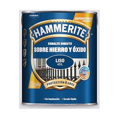 Hammerite Esmalte direto sobre ferro e ferrugem, liso brilhante, azul, 5 L (embalagem de 1) Hammerite Esmalte direto sobre ferro e ferrugem, liso brilhante, azul, 5 L (embalagem de 1)