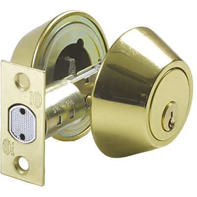 Amig Ferrolho com chave em ambos os lados Mod. ø 65 mm espessura máxima porta: 45 mm pino de segurança anti-serra aço latão envernizado Amig Ferrolho com chave em ambos os lados Mod. ø 65 mm espessura máxima porta: 45 mm pino de segurança anti-serra aço latão envernizado