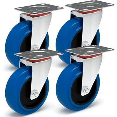 PRIOstahl ® Rodas de transporte, cor azul, 100 mm, rodas azuis, rodas giratórias (4 rodas) PRIOstahl ® Rodas de transporte, cor azul, 100 mm, rodas azuis, rodas giratórias (4 rodas)