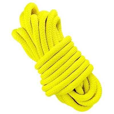 GOPEU Corda Paracord grossa de poliéster. amarelo, 12 mm × 10 m. Corda náutica trançada para barcos, amarração, campismo, toldos e bricolage; flexível e resistente à fricção. Fabricado em GOPEU Corda Paracord grossa de poliéster. amarelo, 12 mm × 10 m. Corda náutica trançada para barcos, amarração, campismo, toldos e bricolage; flexível e resistente à fricção. Fabricado em