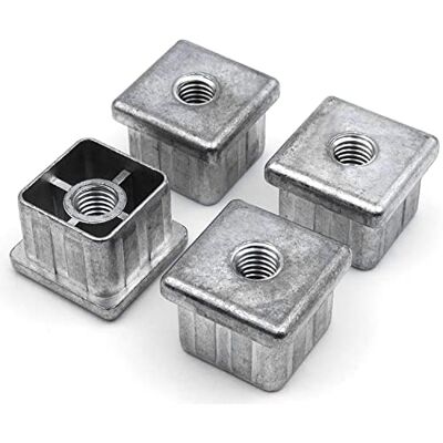 Design61 4 tampões de rosca para tubos quadrados de zinco fundido a pressão 40 x 40 mm x 2 mm com rosca interna M10 Design61 4 tampões de rosca para tubos quadrados de zinco fundido a pressão 40 x 40 mm x 2 mm com rosca interna M10