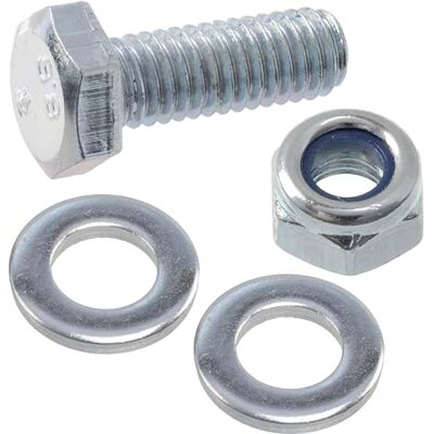 AERZETIX Conjunto de 25 parafusos de cabeça hexagonal M6x16 mm + 50 arruelas + 25 porcas sextavadas autoblocantes M6 para bricolagem e fixação leve em aço AERZETIX Conjunto de 25 parafusos de cabeça hexagonal M6x16 mm + 50 arruelas + 25 porcas sextavadas autoblocantes M6 para bricolagem e fixação leve em aço
